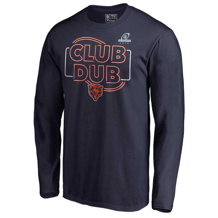 Men's Bears Navy 2018 NFL Playoffs Club Dub Long Sleeve T-Shirt,We sell and wholesale Men's Bears Navy 2018 NFL Playoffs Club Dub Long Sleeve T-Shirt on line form chian!